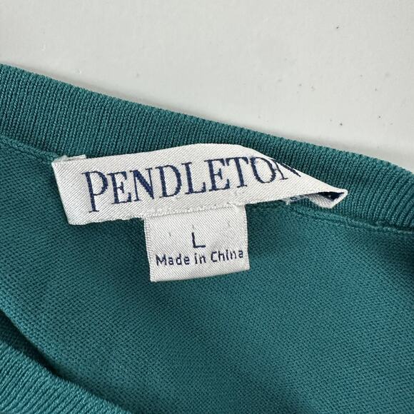 Pendleton Sweater Womens Large Blue Green Silk Blend Button Career Cardigan Knit - Picture 6 of 13